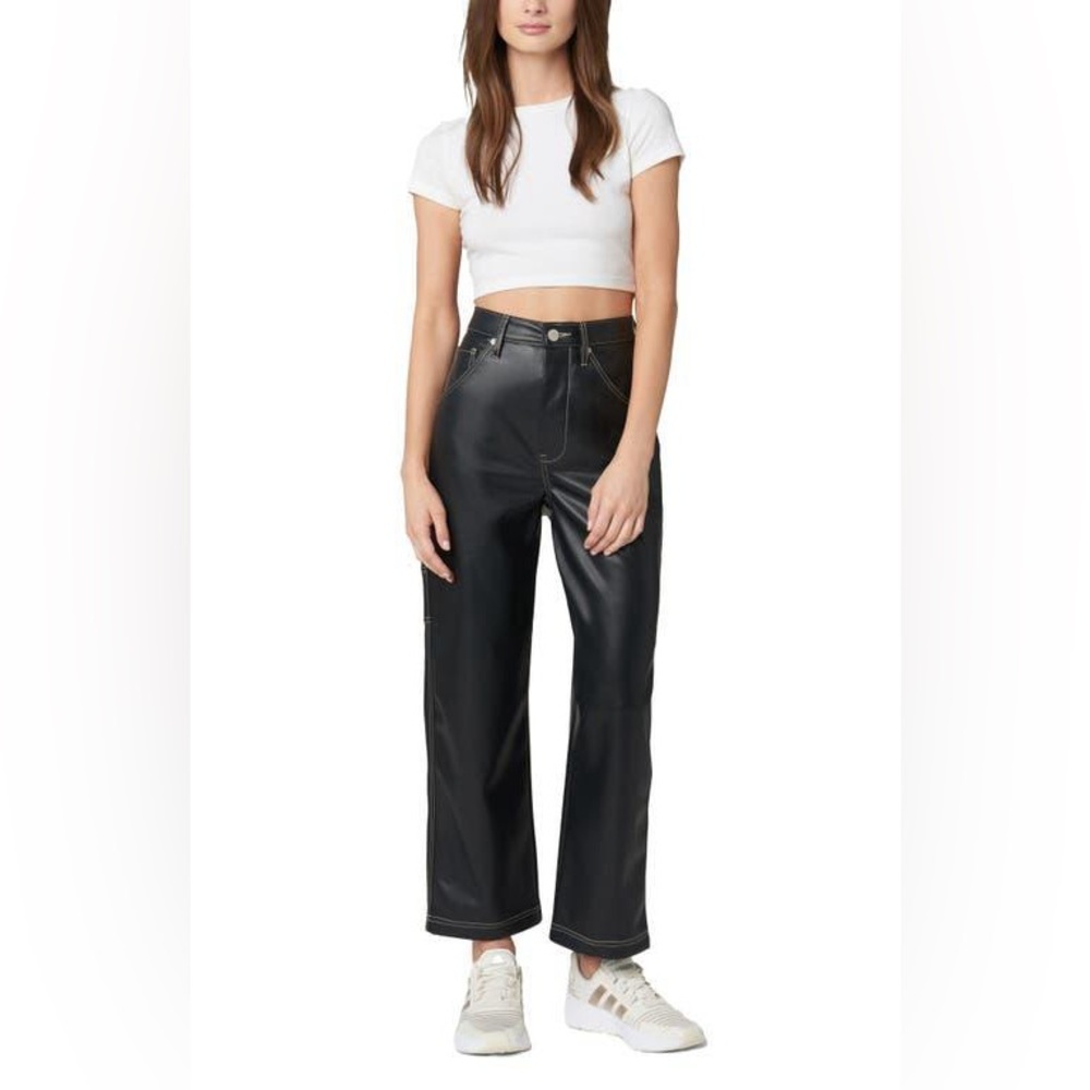 Black Faux Leather Utility Pants